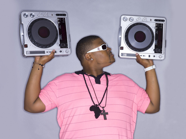 african american man with dj player - Fotó, kép