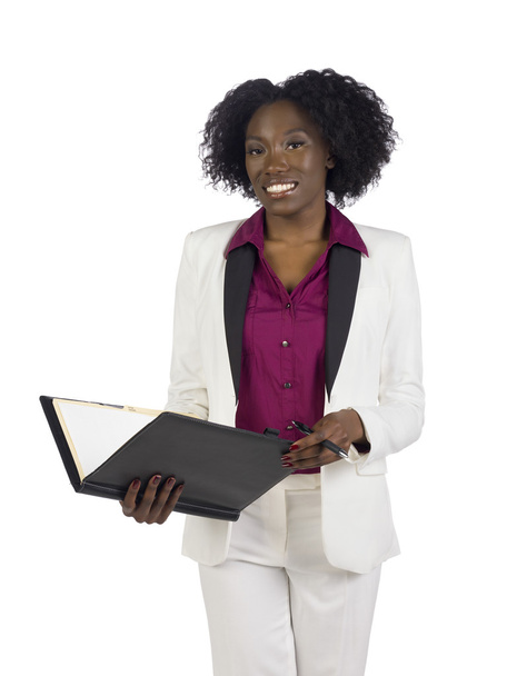 mulher de negócios africana com pasta
 - Foto, Imagem
