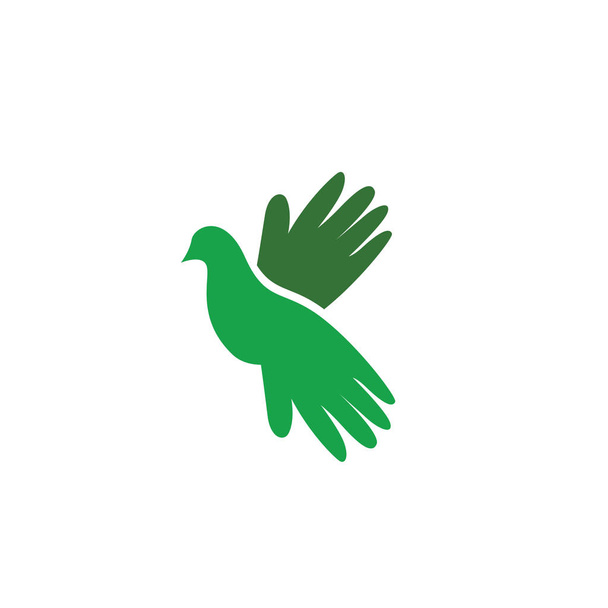 Dove Bird with hand logo - Vector, Image