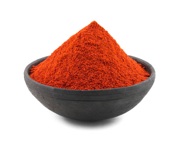 Red Chilli Pepper Powder Γνωστό και ως Mirchi, Mirchi Powder, Lal Mirchi, Mirch ή Laal Mirchi σε λευκό φόντο - Φωτογραφία, εικόνα