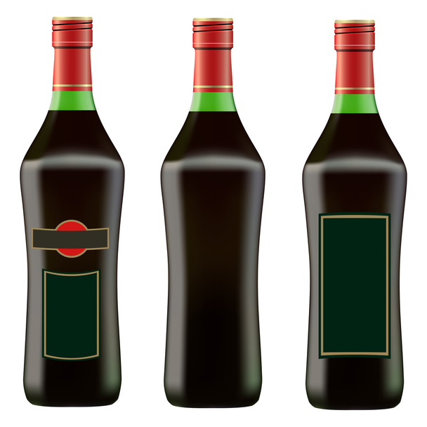 grüne Flasche roter Martini - Vektor, Bild