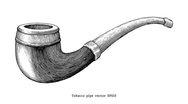 Tobacco pipe hand drawing vintage clip art isolated on white background - Vector, Image