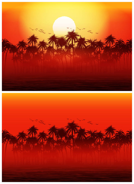 Gerekirse günbatımı kesintisiz yatay ormana çizimi - Vektör, Görsel
