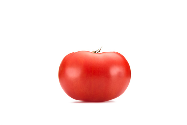 close up view of fresh tomato isolated on white - 写真・画像