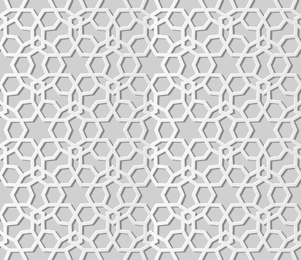 3D-s fehér papír művészet iszlám geometria kereszt minta a varratmentes háttérben, vektor stílusos dekoráció mintás háttérrel a honlapkészítés banner üdvözlőlap - Vektor, kép
