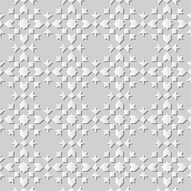 3D papel blanco arte geometría islámica cruz patrón fondo sin costuras, Vector elegante decoración patrón fondo para la tela banner tarjeta de felicitación diseño
 - Vector, Imagen