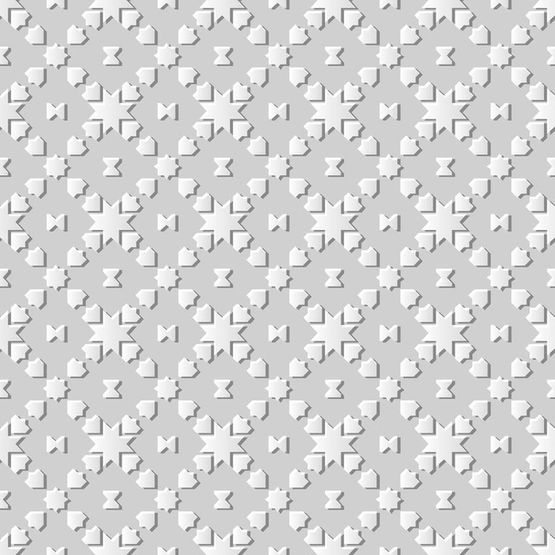 3D-s fehér papír művészet iszlám geometria kereszt minta a varratmentes háttérben, vektor stílusos dekoráció mintás háttérrel a honlapkészítés banner üdvözlőlap - Vektor, kép