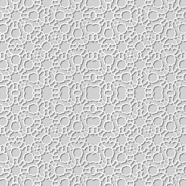 3D beyaz kağıt sanat İslam geometri çapraz desen sorunsuz arka plan, vektör şık dekorasyon desen arka plan web banner tebrik kartı tasarımı için - Vektör, Görsel