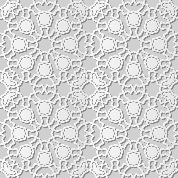 3D white paper art Islamic geometry cross pattern seamless background, Vector stylish decoration pattern background for web banner greeting card design - Vector, Image