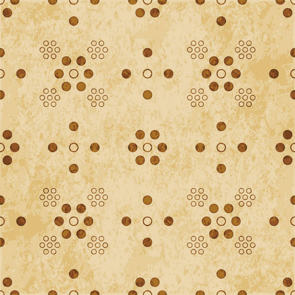 Retro brown cork texture grunge seamless background round dot circle cross flower - Vector, Image