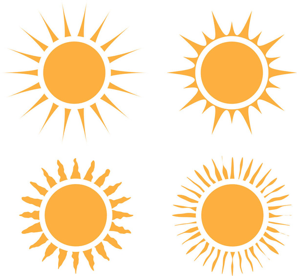 Sun icon set. Flat design graphic. Editable elements for different uses. Creative summer symbols on white background. Vector illustration - Vetor, Imagem