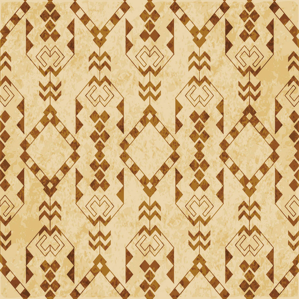 retro braun Kork Textur Grunge nahtlose Hintergrund-Check-Dreieck Aborigine Pfeil Kreuz - Vektor, Bild