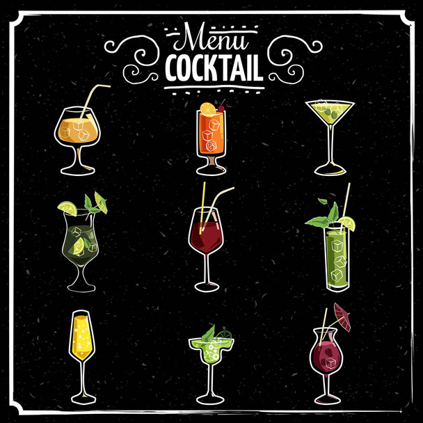 Set of beautiful illustration of some of the most famous Cocktails and Drink from all around the world, icon, vector illustration - Vector, Image