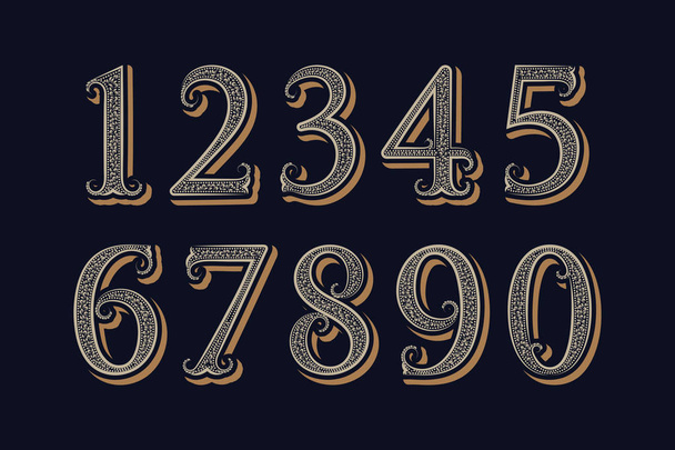 Royal vintage αριθμούς σε βικτοριανό στιλ κλασικό. - Διάνυσμα, εικόνα