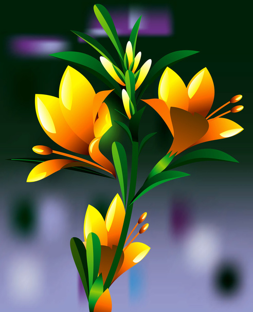 yellow oleander flower plant - ベクター画像