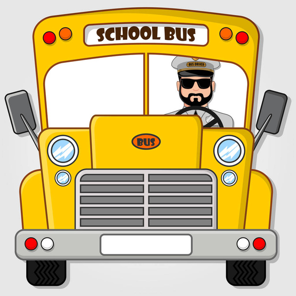 Autobús escolar aislado sobre un fondo blanco. Ilustración de vector de estilo plano
 - Vector, Imagen