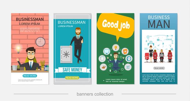 Flat Businessman Colorful Vertical Banners - Vector, Image