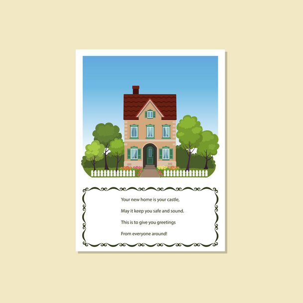 Vector illustration of card Invitation house-warming party - Vettoriali, immagini