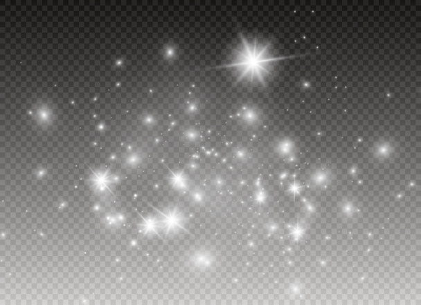 白い火花、黄金の星輝く特別な照明効果。透明な背景の上で輝きをベクトルします。クリスマスの概要 - ベクター画像