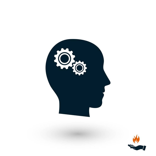 Pictograph of gear in head icon, flat design best vector icon - Vector, Image