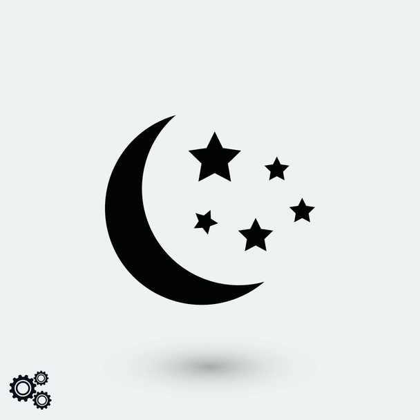 Значок Луны и звезд, плоский дизайн лучший векторный значок
 - Вектор,изображение