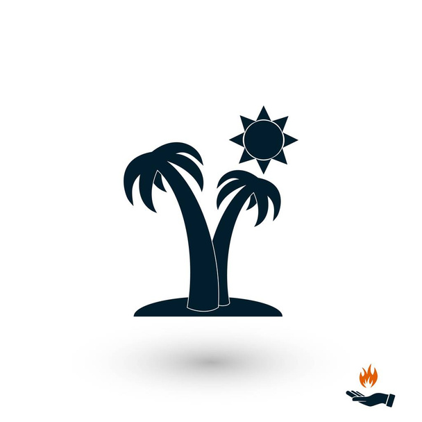Palmen und Sonnensymbol, flaches Design bestes Vektorsymbol - Vektor, Bild