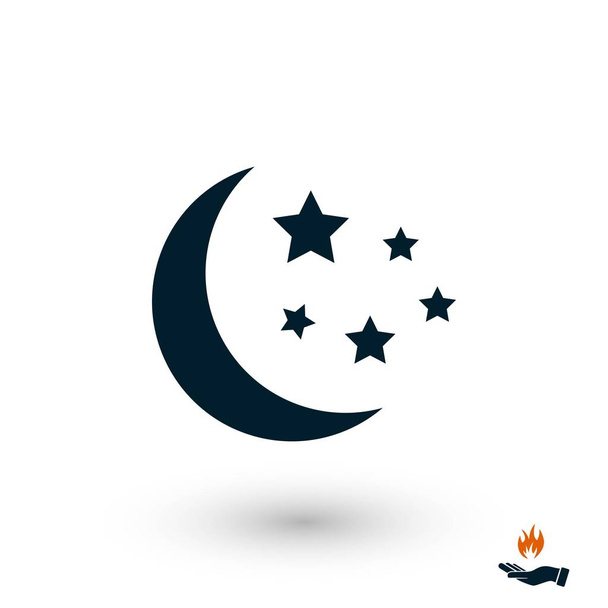 Hold és a csillagok ikonra, lapos design legjobb vector icon - Vektor, kép