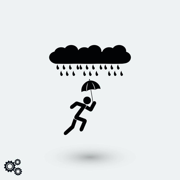 Egyedül In The Rain ikonra, lapos design legjobb vector icon - Vektor, kép