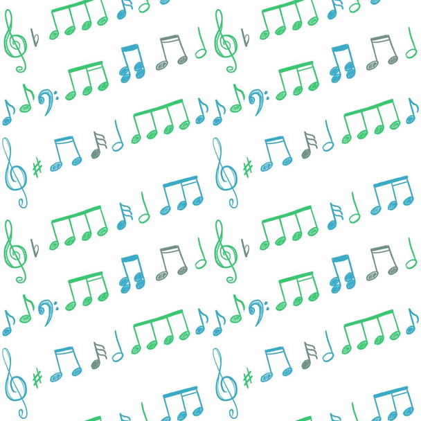 Music notes and clefs seamless pattern - vector musical texture. - Vector, Image