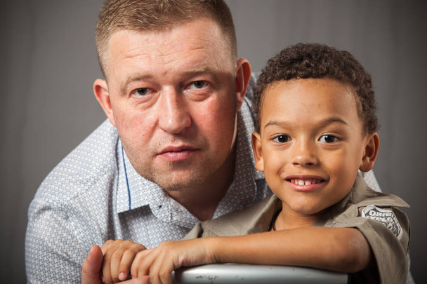 Dad and son, interracial family, family  - Photo, Image