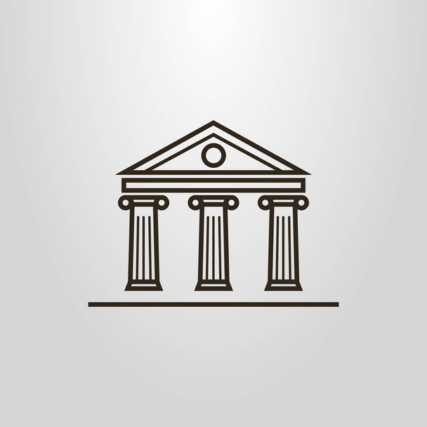Schwarz-weiß einfache Linie Kunst Vektor Symbol der Säulen antikes Gebäude - Vektor, Bild