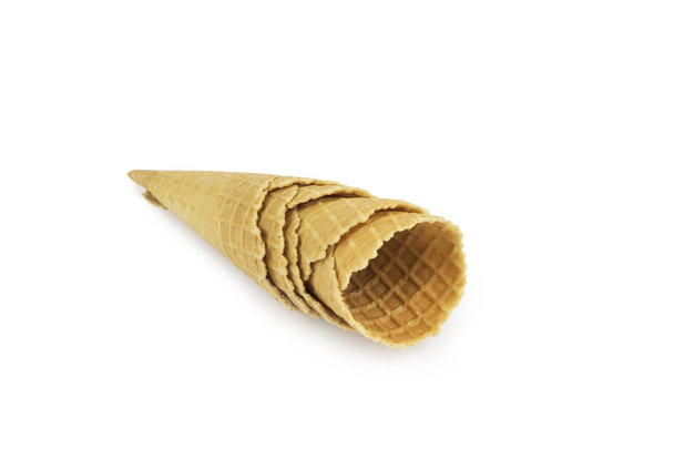 Ice cream cone isolated on white background, shadow below. - Photo, Image
