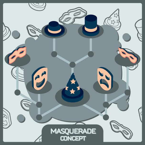Masquerade color concept isometric icons - Vetor, Imagem