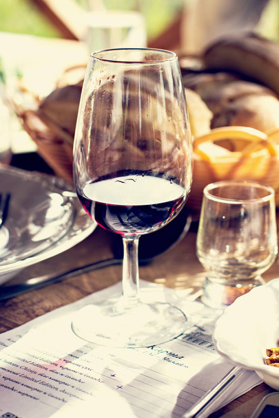 Bicchieri con vino. Degustazione di vino in vigna
. - Foto, immagini
