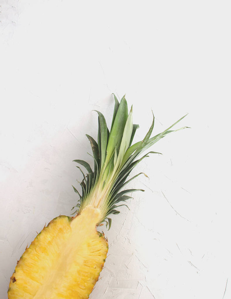 Half of fresh pineapple Summer background concept Copy space Top view Natural organic food - Photo, Image