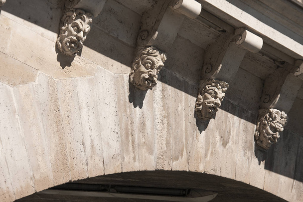 details of faces in pont neuf (new bridge) of Paris - Photo, Image