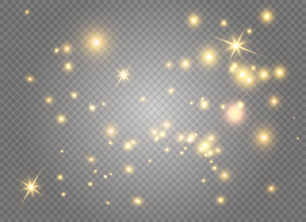 Bílých jisker a zlaté hvězdy třpytí speciální světelný efekt. Vektor jiskří na průhledném pozadí. Vánoční abstrakt - Vektor, obrázek