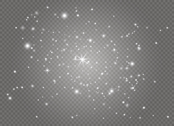 Chispas blancas y estrellas doradas brillan efecto de luz especial. El vector brilla sobre un fondo transparente. Resumen de Navidad
 - Vector, Imagen