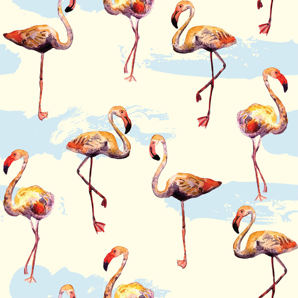 Flamingo pattern. Summer watercolor background. - Valokuva, kuva