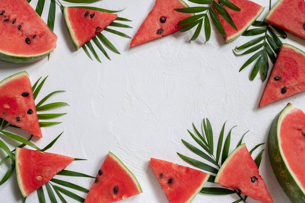 Sliced watermelon on white background. Summer concept. - Valokuva, kuva