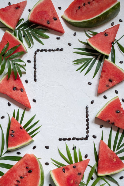 Sliced watermelon on white background. Summer concept. - Foto, Imagem