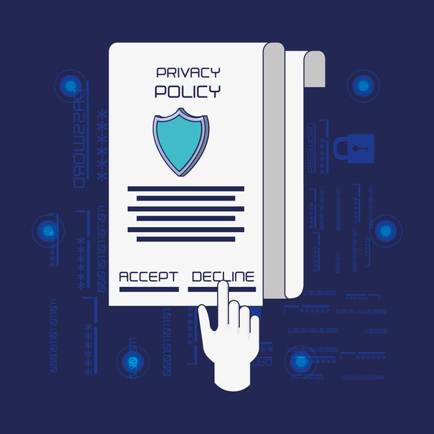 Πολιτική προστασίας προσωπικών δεδομένων ψηφιακής ασφάλειας - Διάνυσμα, εικόνα