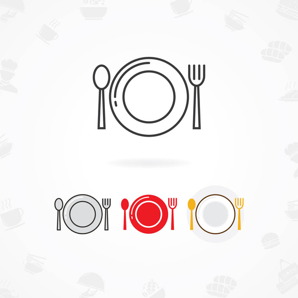 Table setting icon, Vector illustration of plate with fork and spoon - Vector, Image