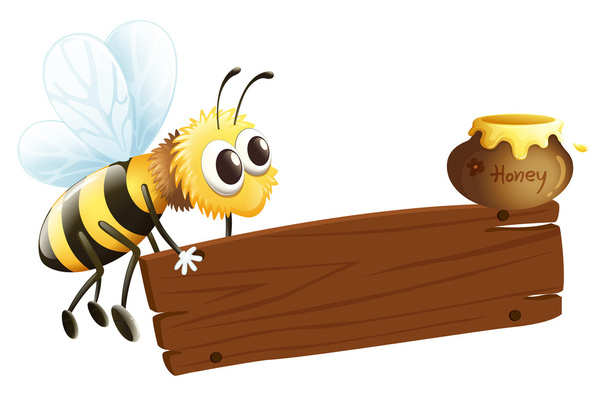 A bee and the empty signage - Vector, Imagen
