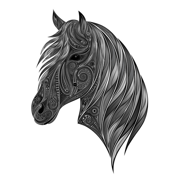 Silueta vektor šedé koně krásných vzorů - Vektor, obrázek
