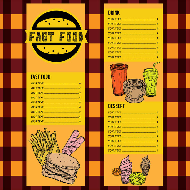 menu fastfood template design graphic set  - Vektor, kép
