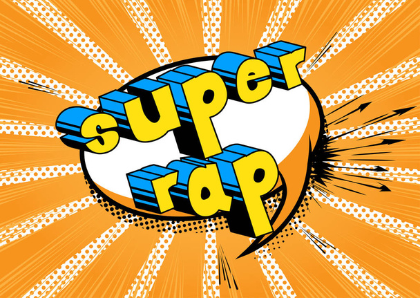 Super Rap - Comic book woord over abstracte achtergrond. - Vector, afbeelding