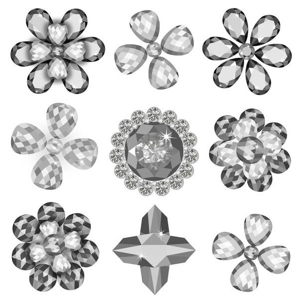 Set of colored gems isolated on white background, vector illustration - Vector, Image