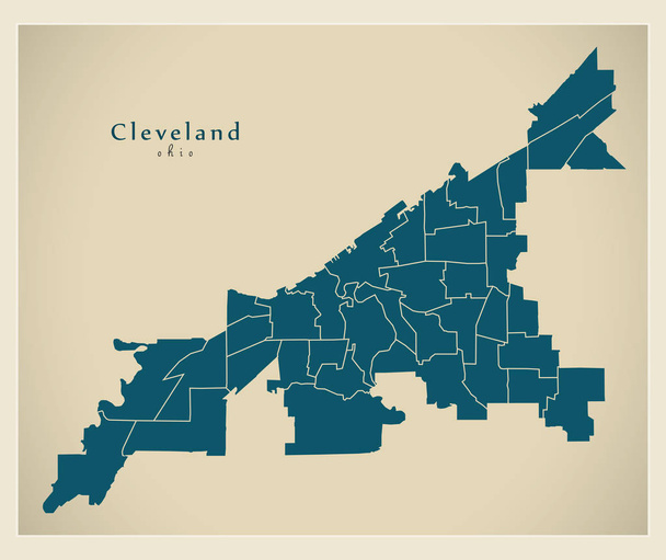 Сучасні на мапі України-міста Клівленд, штат Огайо, США з околиць - Вектор, зображення