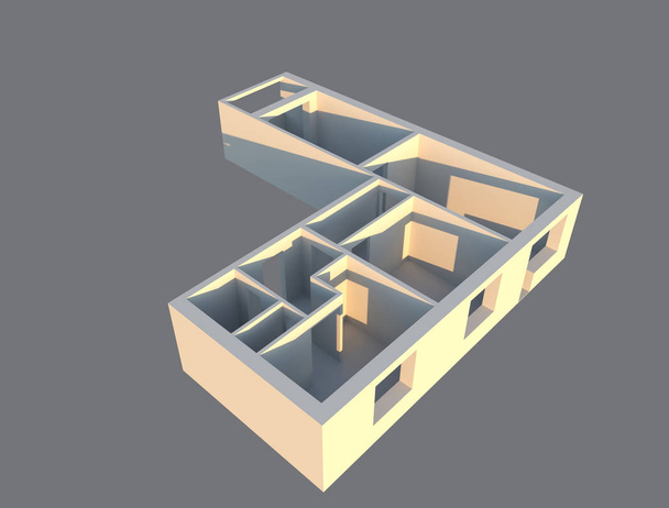 3d render designe apartments in perspective view. construction plane - Photo, Image